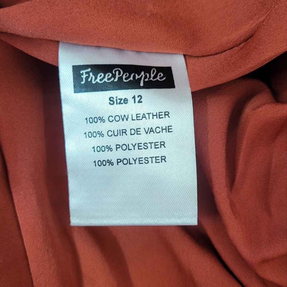 RARE Free People Orange Suede Apron Dress, Sz 12 - Picture 6 of 6